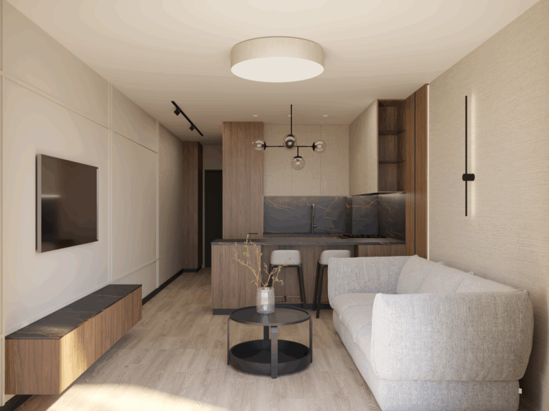 Kawalerka Orzech & Beż